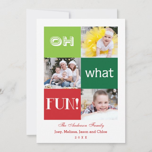Modern Oh What Fun Holiday Multi Photo (Front)