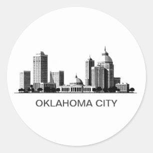 Modern Oklahoma City Stylised Skyline Classic Round Sticker