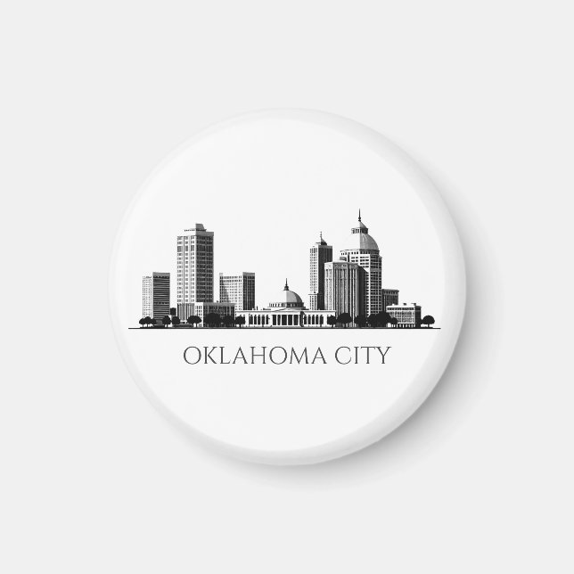 Modern Oklahoma City Stylised Skyline Magnet (Front)