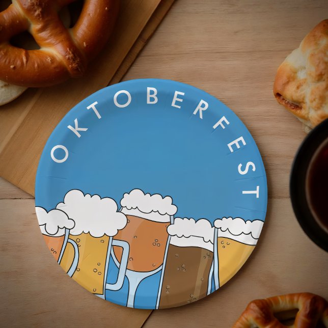 Modern Oktoberfest Beerfest Beer Collection Paper Plate (Creator Uploaded)