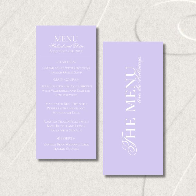 Modern Old Money Lavender Wedding Dinner Menu (Modern Old Money Lavender Wedding Dinner Menu)