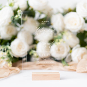 Modern Old Money White Wedding Acrylic Invitations
