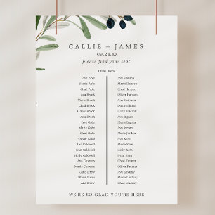 Modern Olive Banquet Table Wedding Seating Chart
