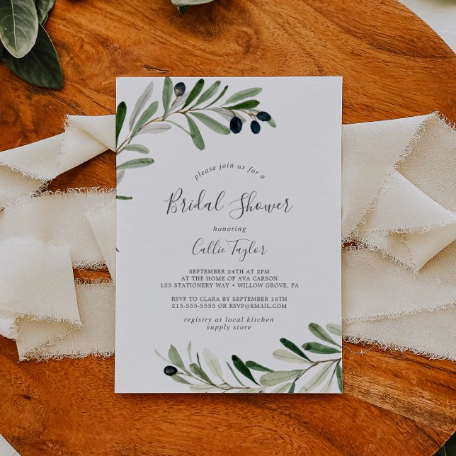 Modern Olive Branch Bridal Shower Invitation (Creator Uploaded)