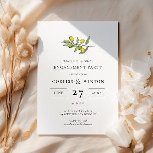 Modern Olive branch engagement party Invitation