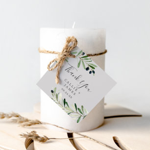 Modern Olive Branch   Grey Thank You Favour Tags
