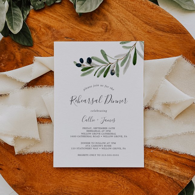 Modern Olive Branch Rehearsal Dinner Invitation (Creator Uploaded)