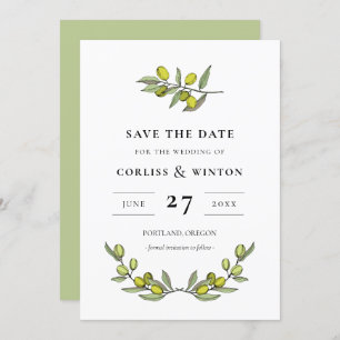 Modern Olive branch Save the date Invitation
