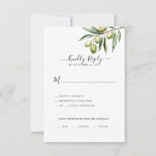 Modern Olive Branch Save the Date  RSVP Card