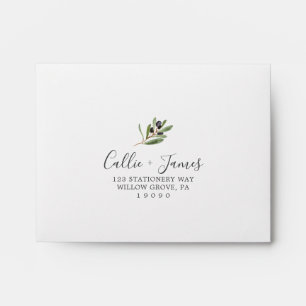 Modern Olive Branch Self-Addressed RSVP Envelope