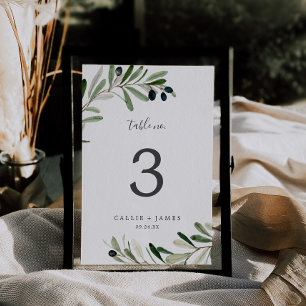 Modern Olive Branch Table Number