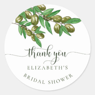 Modern olive branch thank you favour sticker