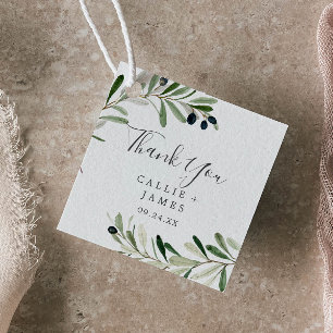 Modern Olive Branch Thank You Favour Tags