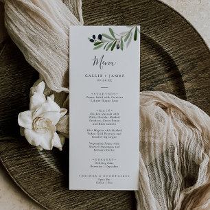Modern Olive Branch Wedding Dinner Menu