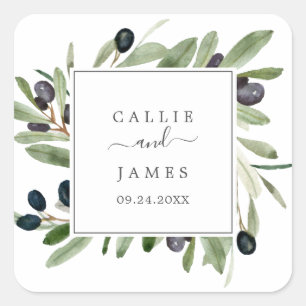Modern Olive Branch Wedding Envelope Seals