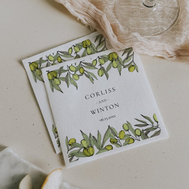 Modern Olive branch wedding Napkin (Creator Uploaded)