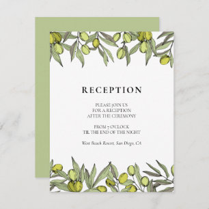 Modern Olive branch wedding reception card