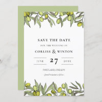 Modern Olive branches Save the date