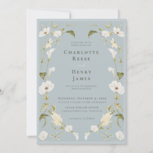 Modern Olive Calla Lily & Orchid Botanical Wedding Invitation