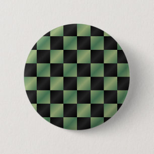 Modern Olive Green Black Gradient Checkered 6 Cm Round Badge