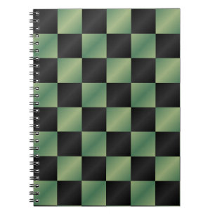 Modern Olive Green Black Gradient Checkered  Notebook