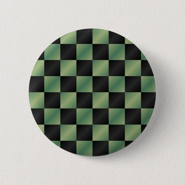 Modern Olive Green Black Gradient Chequered  6 Cm Round Badge (Front)