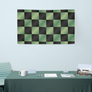 Modern Olive Green Black Gradient Chequered Banner