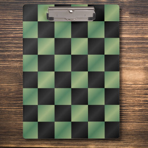 Modern Olive Green Black Gradient Chequered  Clipboard