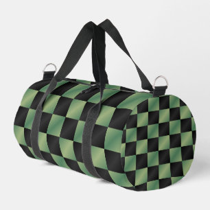 Modern Olive Green Black Gradient Chequered Duffle Bag