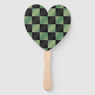 Modern Olive Green Black Gradient Chequered  Hand Fan