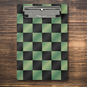 Modern Olive Green Black Gradient Chequered  Mini Clipboard