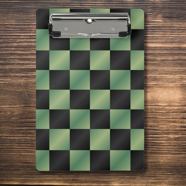 Modern Olive Green Black Gradient Chequered  Mini Clipboard (Creator Uploaded)
