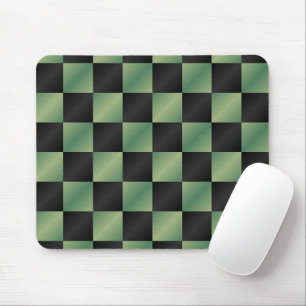 Modern Olive Green Black Gradient Chequered Mouse Pad