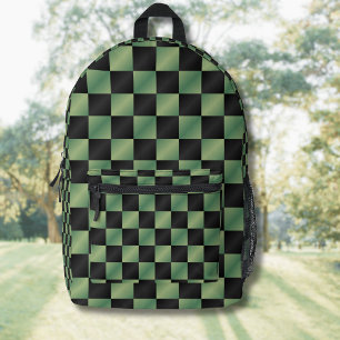 Modern Olive Green Black Gradient Chequered  Printed Backpack