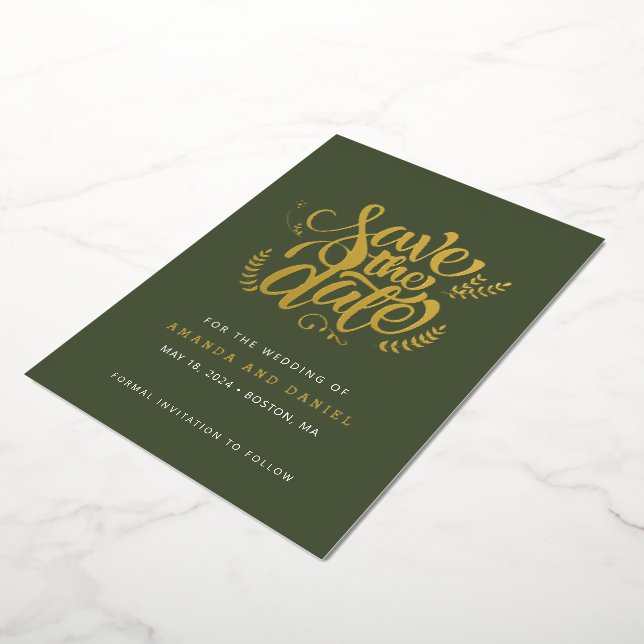 Modern Olive Green Calligraphy Script Wedding (Rotated)