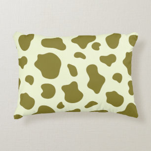 Modern Olive Green Cow Print Decorative Cushion