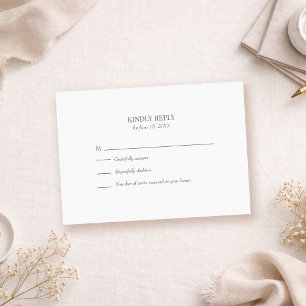 Modern Olive Green Custom Photo Wedding RSVP Card