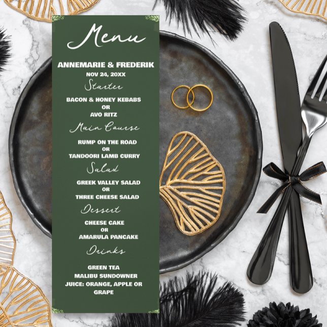 Modern Olive Green Dinner Menu (Creator Uploaded)