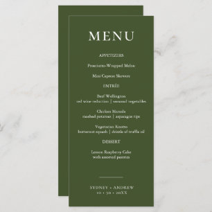 Modern Olive Green Elegant Wedding Menu