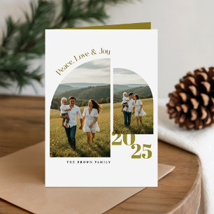 Modern Olive Green Family Christmas Folded Holiday Card