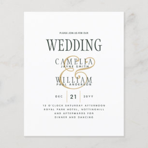 Modern OLIVE Green Gold Budget Wedding Flyer