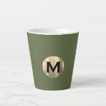 Modern Olive Green Gold Monogram Latte Mug<br><div class="desc">A custom monogrammed design in modern minimalist luxury style in olive green with a brushed metallic gold monogram emblem; a simple clean professional design that can easily be updated with your monogram initial.</div>