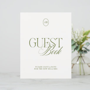 Modern Olive Green Guest Book Wedding Sign
