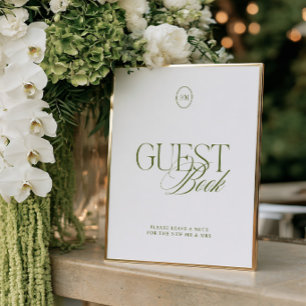 Modern Olive Green Guest Book Wedding Sign
