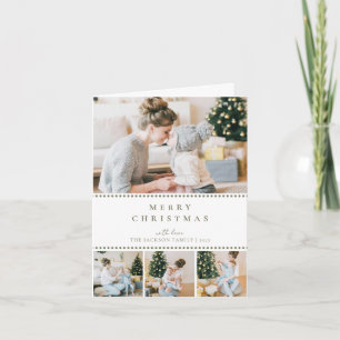 Modern Olive Green Multi Photo Christmas Folded Holiday Card