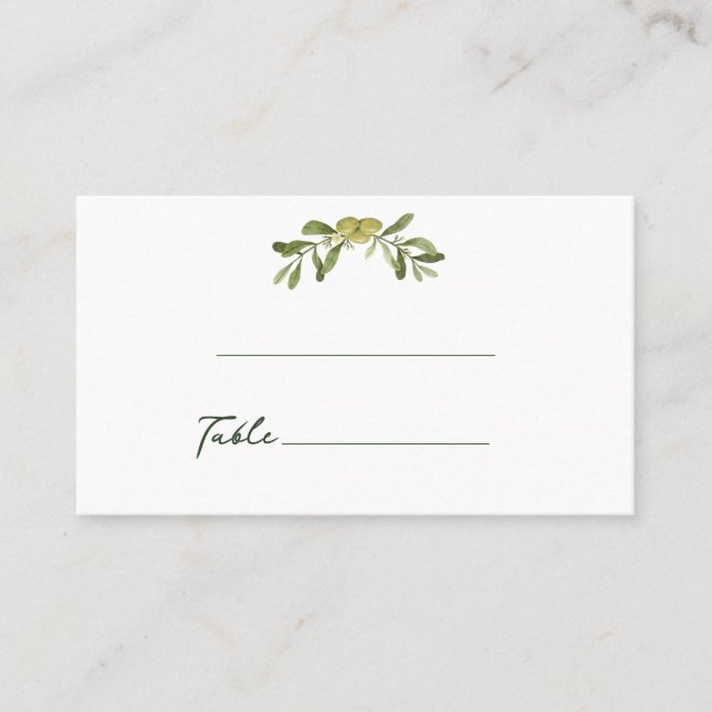 Modern Olive Green Place Card (Front)