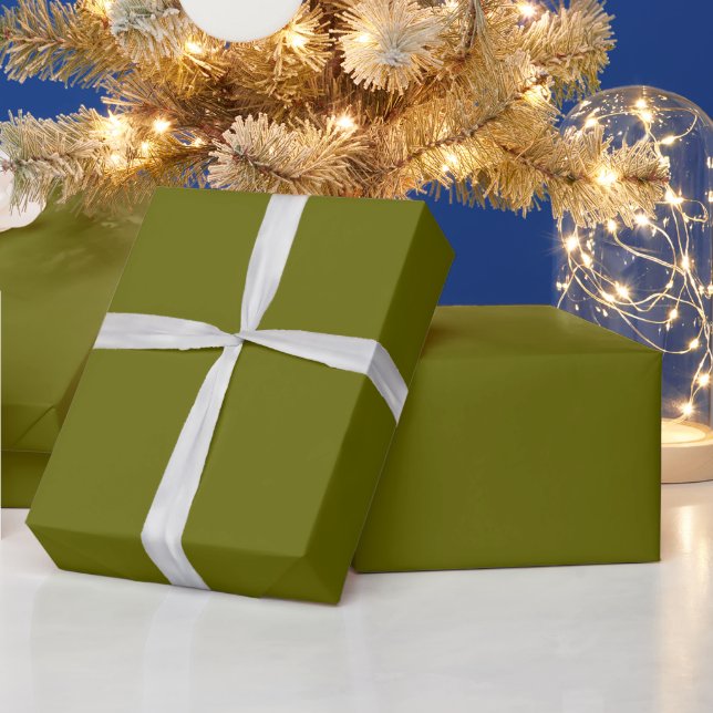 Modern Olive Green Plain Solid Colour Wrapping Paper (Holidays)