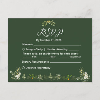 Modern Olive Green RSVP Invitation Postcard