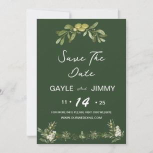 Modern Olive Green Save The Date Invitation