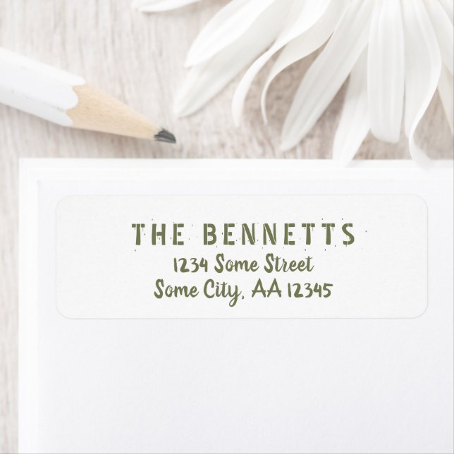 Modern Olive Green Script Holiday Return Address (Insitu)